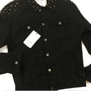 New ZARA MAN Punk Jacket Black Denim